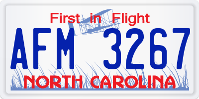 NC license plate AFM3267