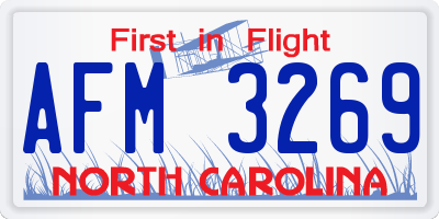 NC license plate AFM3269