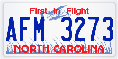 NC license plate AFM3273