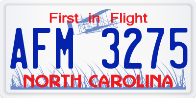 NC license plate AFM3275