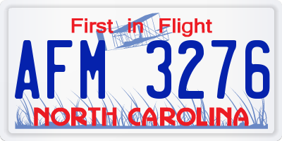 NC license plate AFM3276