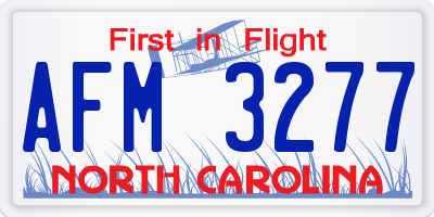NC license plate AFM3277