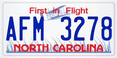 NC license plate AFM3278
