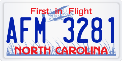 NC license plate AFM3281