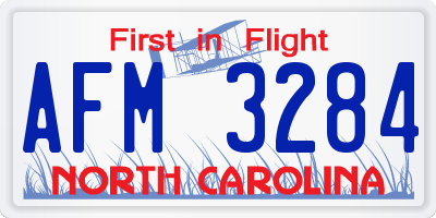 NC license plate AFM3284
