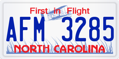 NC license plate AFM3285