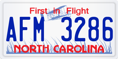 NC license plate AFM3286