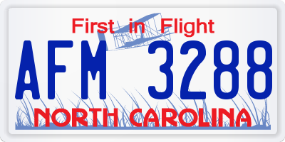 NC license plate AFM3288
