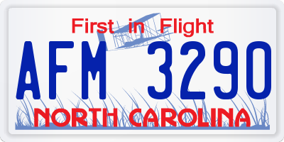 NC license plate AFM3290