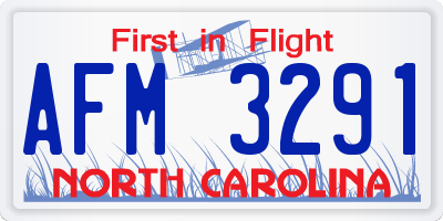NC license plate AFM3291