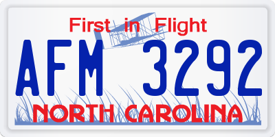 NC license plate AFM3292