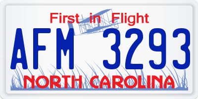 NC license plate AFM3293