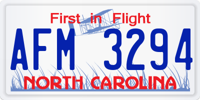 NC license plate AFM3294