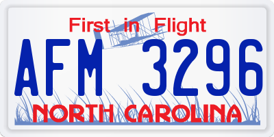 NC license plate AFM3296