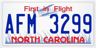 NC license plate AFM3299