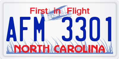 NC license plate AFM3301