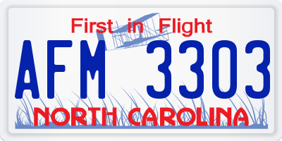NC license plate AFM3303
