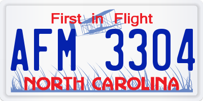 NC license plate AFM3304