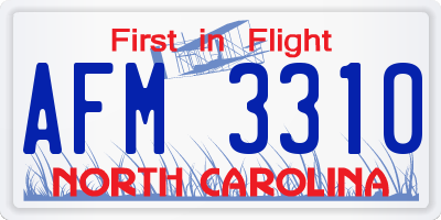 NC license plate AFM3310
