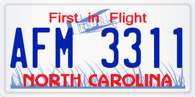NC license plate AFM3311