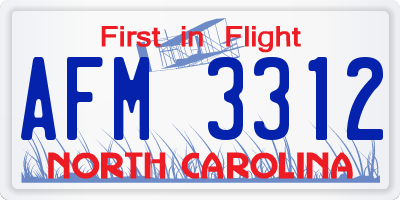 NC license plate AFM3312