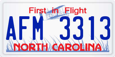 NC license plate AFM3313