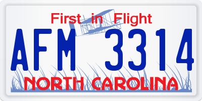 NC license plate AFM3314