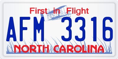 NC license plate AFM3316