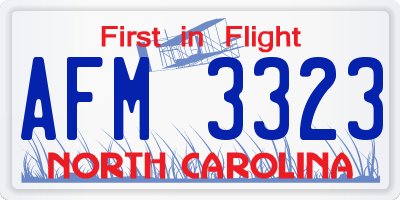 NC license plate AFM3323