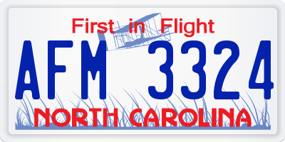 NC license plate AFM3324