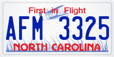 NC license plate AFM3325