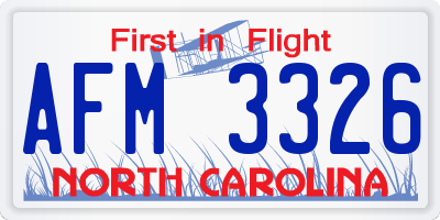 NC license plate AFM3326