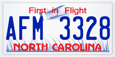 NC license plate AFM3328
