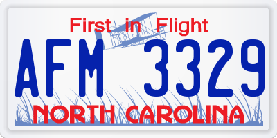 NC license plate AFM3329