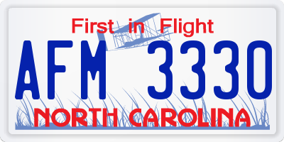 NC license plate AFM3330