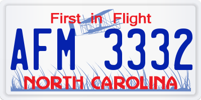 NC license plate AFM3332