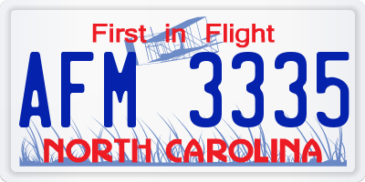NC license plate AFM3335