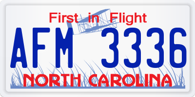 NC license plate AFM3336