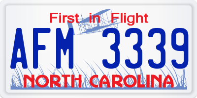 NC license plate AFM3339
