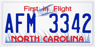 NC license plate AFM3342