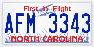NC license plate AFM3343