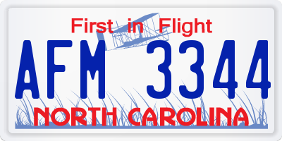 NC license plate AFM3344