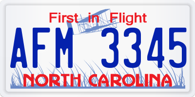 NC license plate AFM3345
