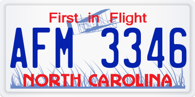 NC license plate AFM3346