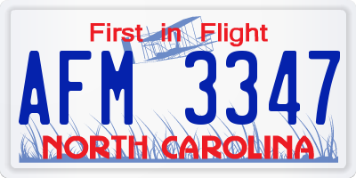 NC license plate AFM3347
