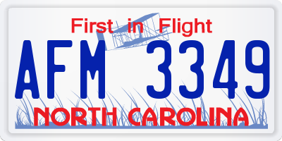 NC license plate AFM3349