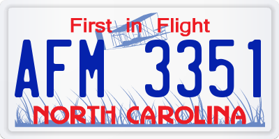 NC license plate AFM3351