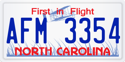 NC license plate AFM3354