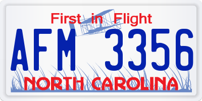 NC license plate AFM3356