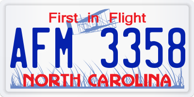 NC license plate AFM3358